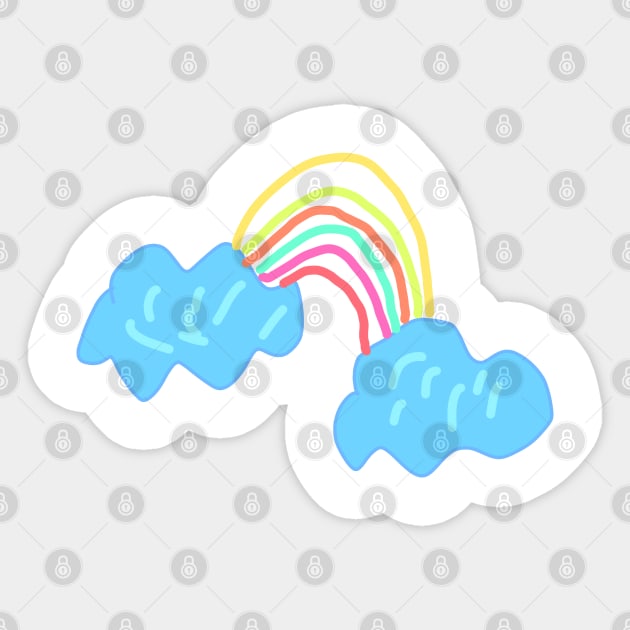 Blue clouds watercolor rainbow art Sticker by Artistic_st